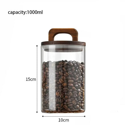 SealNest™ Glass Storage Jar with Wooden Lid – Airtight Kitchen Canister for Coffee, Tea, Spices & More