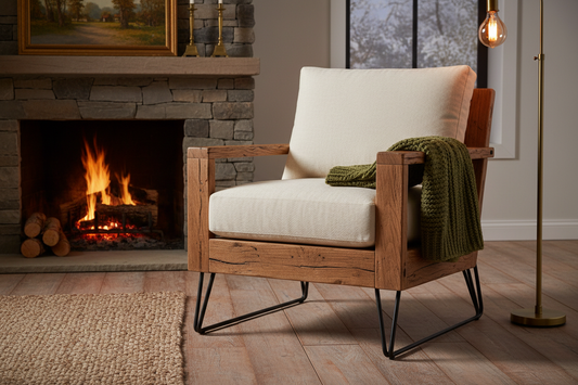 Rustic Wood & Metal Accent Chair