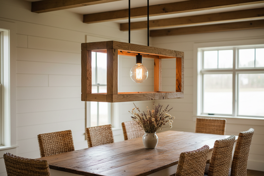 Rustic Wood & Metal Pendant Light